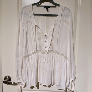 Sheer, Cream Jessica Simpson blouse w/ balloon sleeves